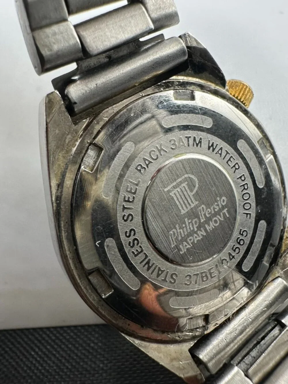Philip Persio Watch Women Silver Gold Two Tone Black Dial 24MM New Battery 6.5